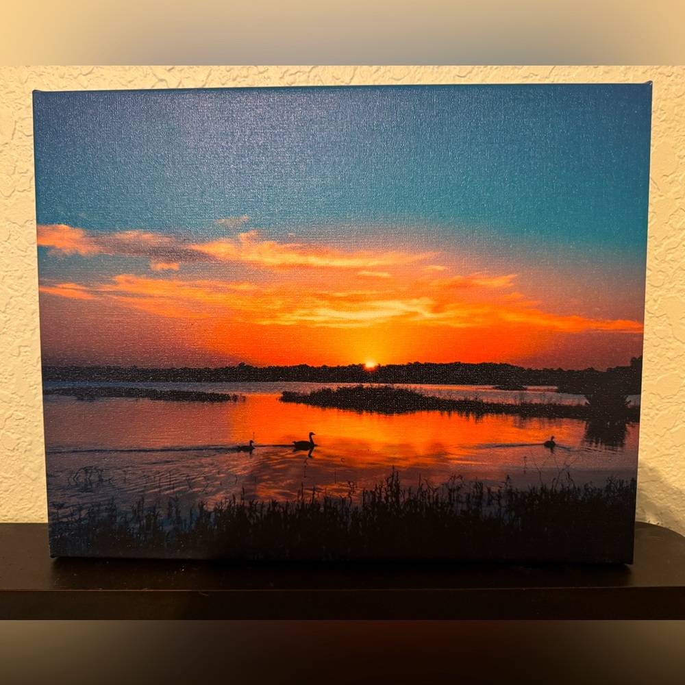 Sunset Lake Canvas Art 11x14